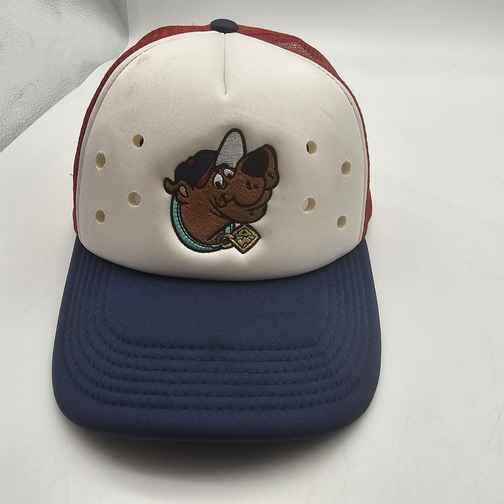 Scooby-Doo Hat Cap Snap Back Mens One Size White Red Blue Trucker Mesh Cartoon